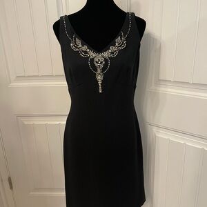 Casual Corner Black Sheath Mini Dress V-Neck Sleeveless